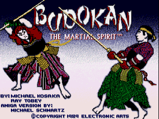 Budokan title screen for Amiga